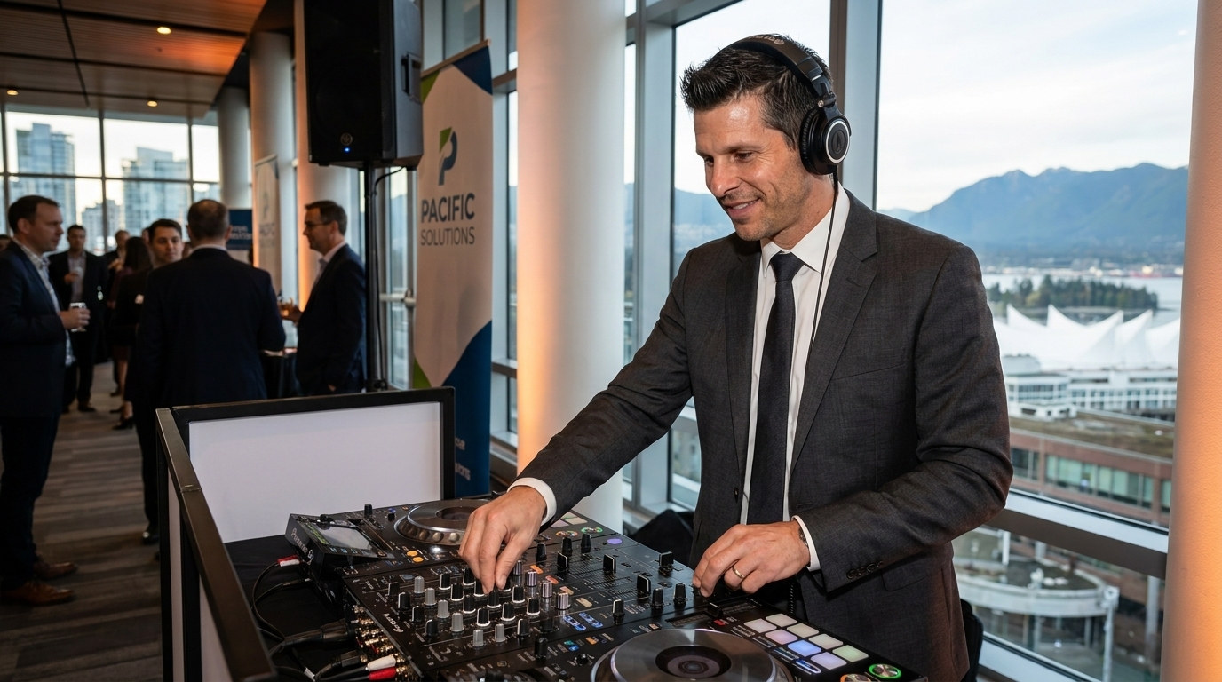 a vancouver dj perorming at a corporate event